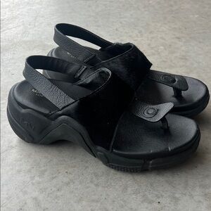 Mark Nason Womens Neo Block - Maggie Sling Back Leather Black Sandal Size 8 🍒